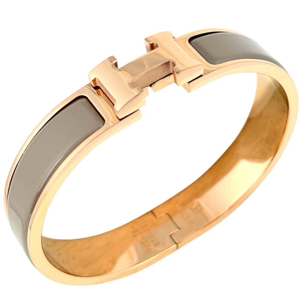 Hermes HERMES Clic H Bangle Enamel Bracelet Clack GP Gold Brown Women's